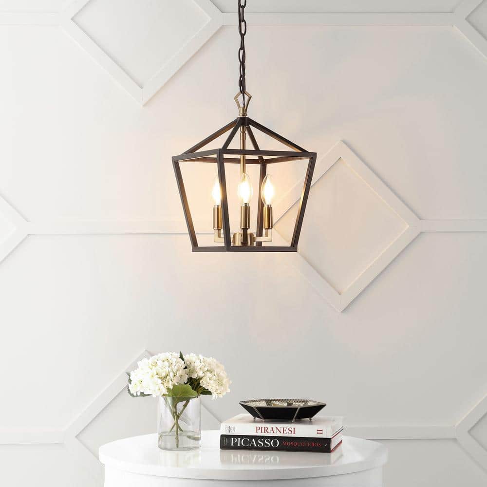 Ojai 10" Black and Gold Iron LED Pendant Lantern