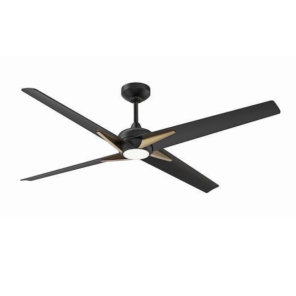 Kendal Lighting ALESTRA 56 in. Integrated LED Indoor Black Ceiling Fan with White Polycarbonate (PC) Plastic Shade