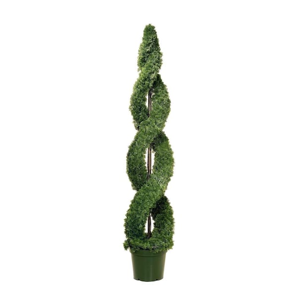 National Tree Company 6 ft. Artificial Double Cedar Spiral Tree in 12 in. Artificial Green Round Growers Pot