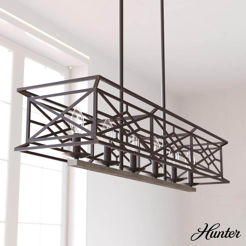 Langwood Onyx Bengal 6-Light Vintage Linear Chandelier