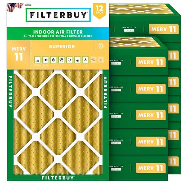 12 in. x 24 in. x 4 in. MERV 11 (FPR 7) Allergen Defense Pleated HVAC AC Furnace Air Filters Replacement (12-Pack)