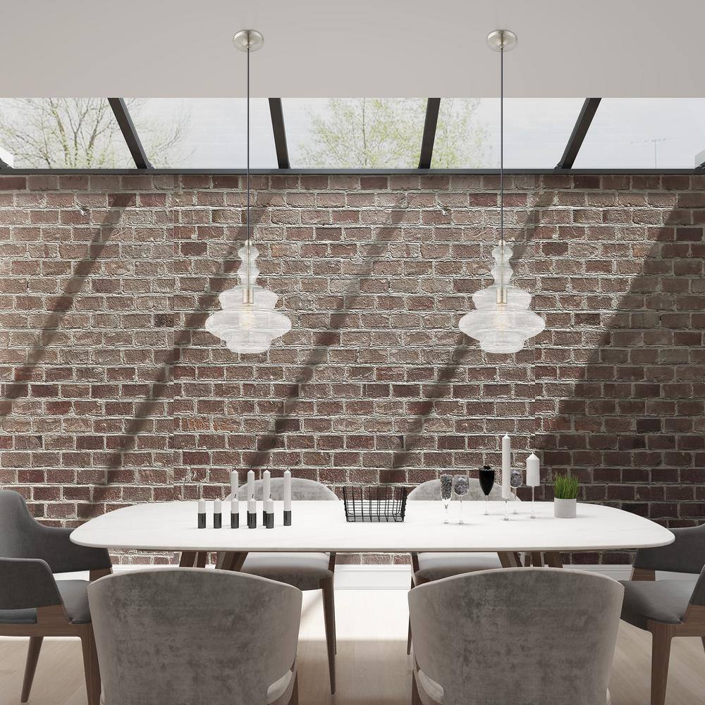 Brushed Nickel Clear Glass Mini Pendant Light