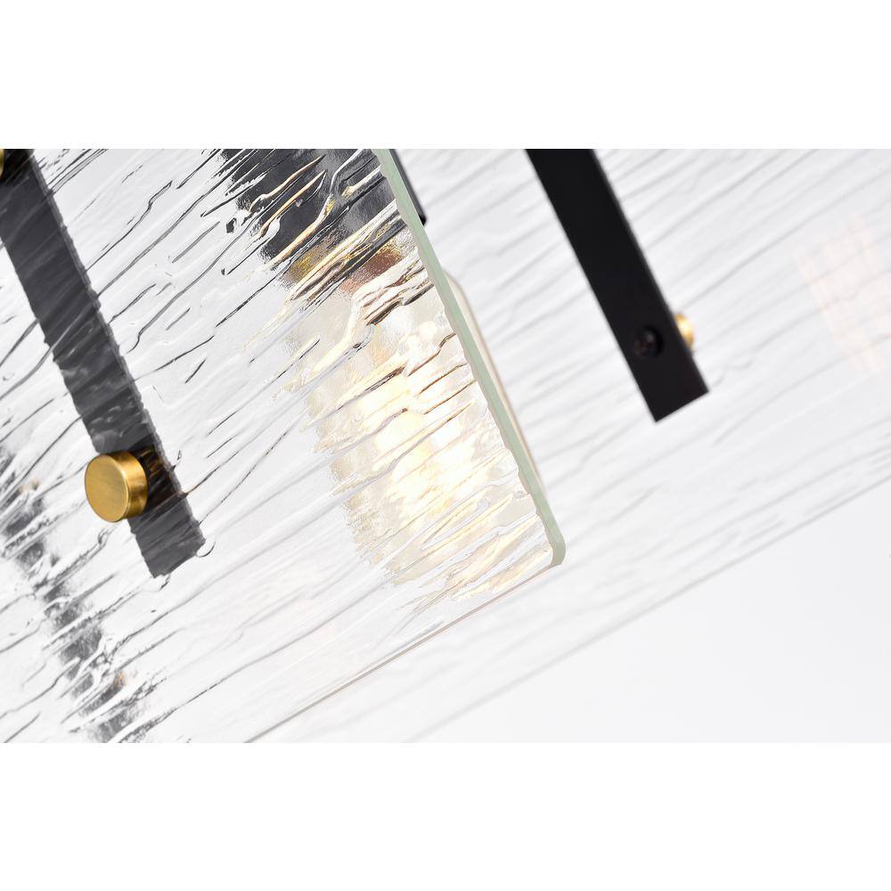 Elegant 30" Gold Linear Chandelier with Strie Glass - LED Compatible