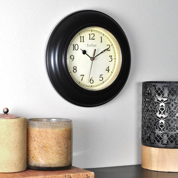 FirsTime 8.5 in. Round Bronze Plastic Wall Clock