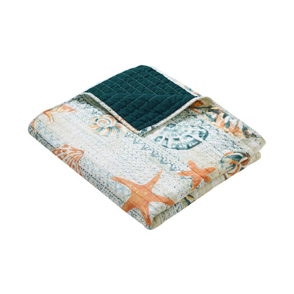 Greenland Home Fashions Kona Ocean Solid Color 50 in. x 60 in. Cotton Rich Throw Blanket
