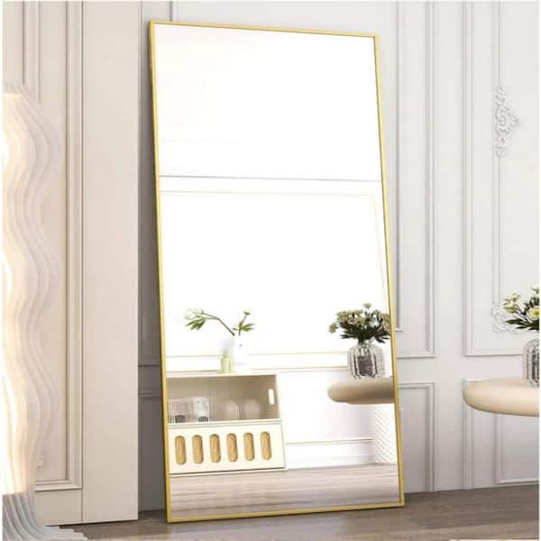 Rectangular Free Stand Mirror 18 in. x 58 in. in Gold