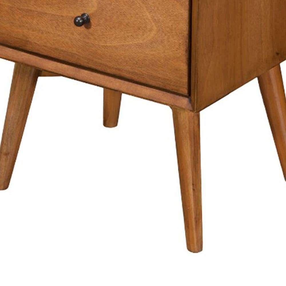 Mid-Century Modern Mahogany 2-Drawer Nightstand in Light Maple Brown