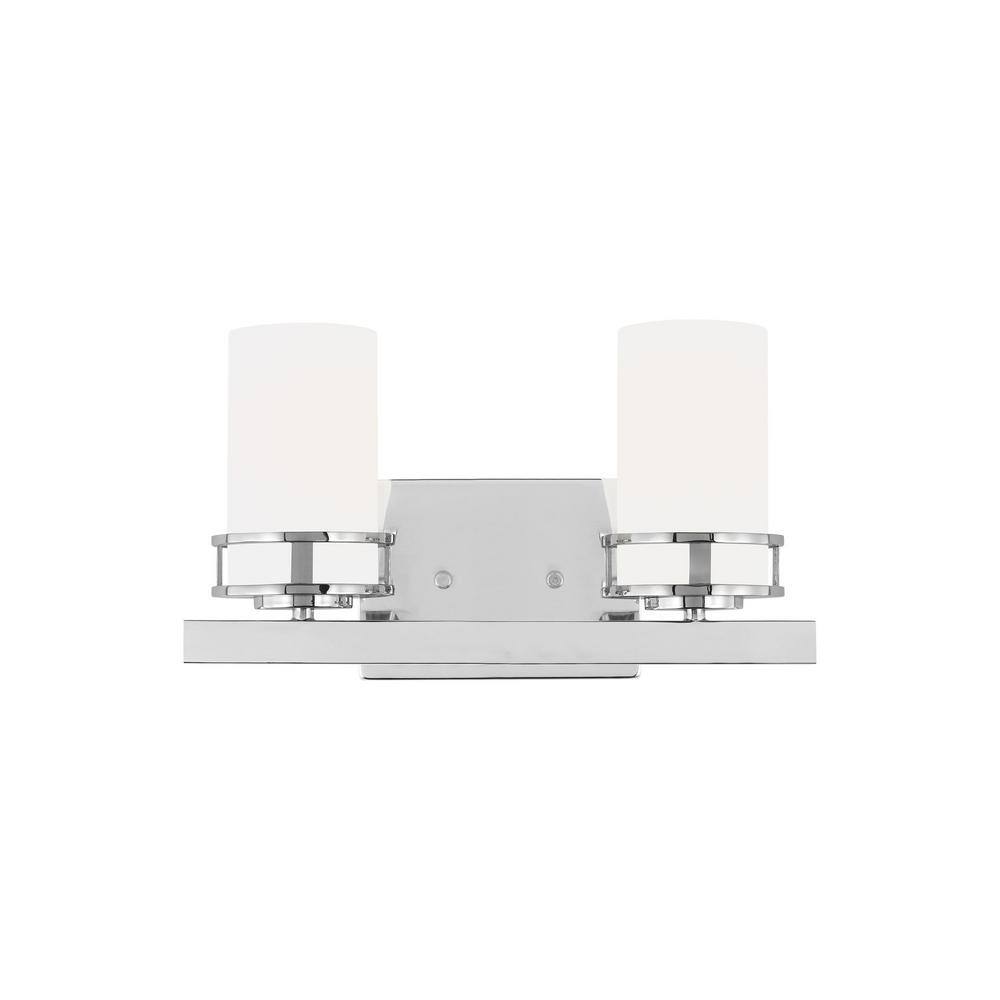 Robie Chrome 2-Light Bath Vanity with Etched White Glass