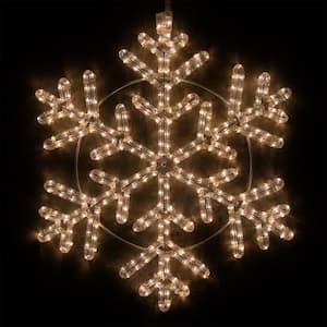 24 in. 314-Light LED Warm White Hanging Snowflake Decor
