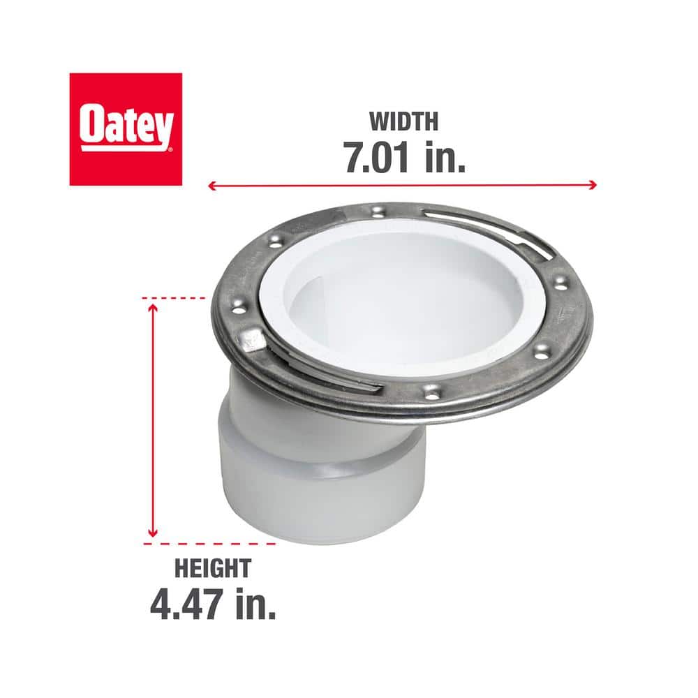 3-Inch PVC Offset Toilet Flange with Stainless Steel Ring