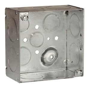 4 in. W x 2-1/8 in. D Gray 2-Gang Welded Square Box with Two 1/2 in. KO's, Two 3/4 in. KO's, and Eight 1 in.KO's, 1-Pack