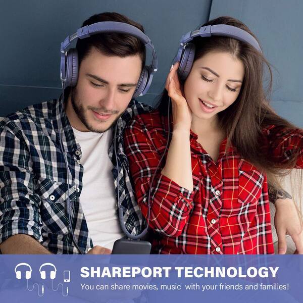EKIEUDL Hi-Res Light Blue Wired Over The Ear Headphones