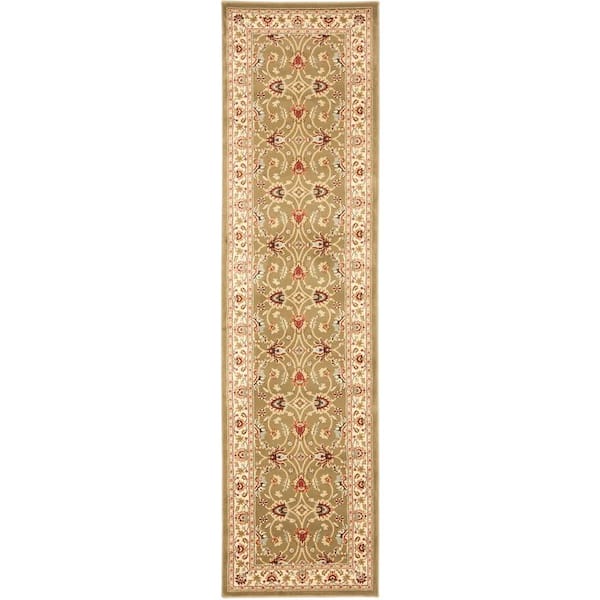SAFAVIEH Lyndhurst Green/Ivory 2 ft. x 16 ft. Border Geometric Floral Runner Rug