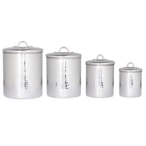 4 Qt., 2 Qt., 1.5 Qt., 1 Qt. Stainless Steel Hammered Canister Set with Fresh Seal Covers (4-Piece)