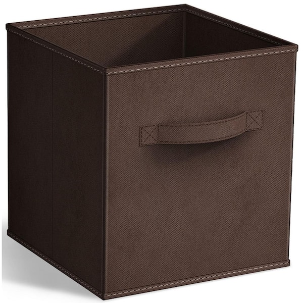 Sorbus Foldable Storage Cubes with Handles, Brown 10.5 in. x 11 in. Fabric Decorative Basket (Set of 1) Cloth, Closet Organizer