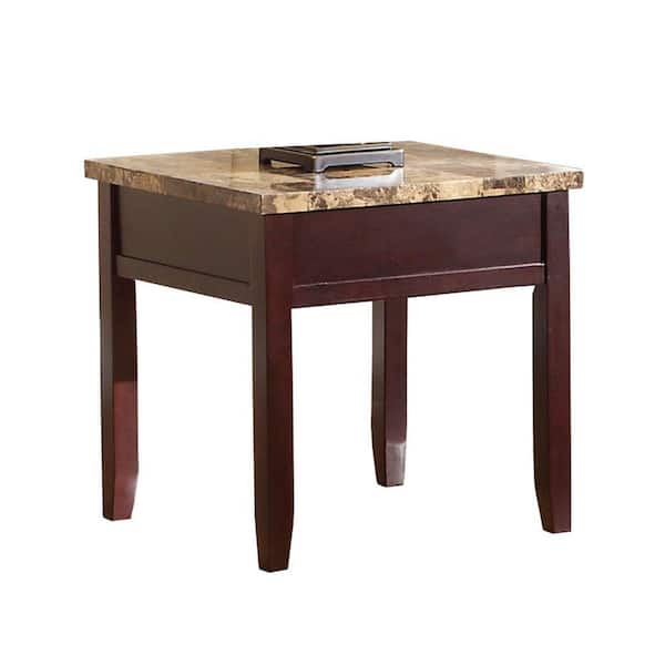 Benjara 22 in. Brown Square Wood End Table with Tapered Legs