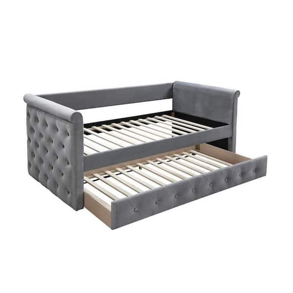 Edra Classic Gray Twin Size Upholstered Daybed with Trundle