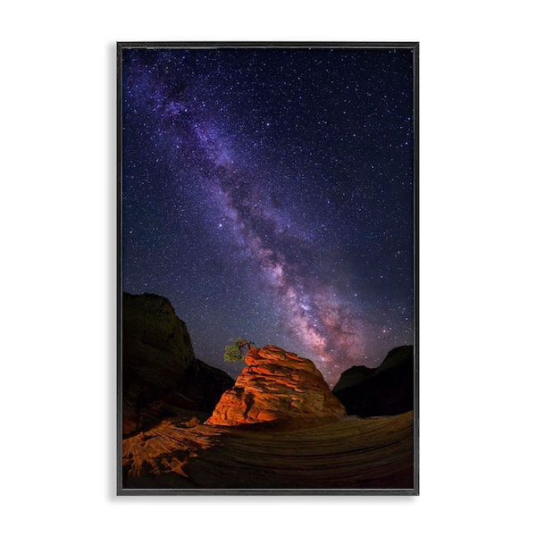 Stupell Industries Milky Way Stars over Canyon by Royce Bair Black Framed Nature Giclee Art Print 18 in. x 12 in.
