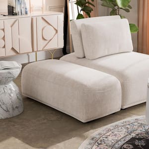 Fairwind 20 in. Armless Chenille Rectangle Modular Ottoman Sofa in Light Brown