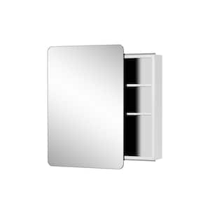 Modern 18 in. W x 26 in. H Rectangular Steel Frameless Wall-Mounted Medicine Cabinet with Mirror with Sliding Door