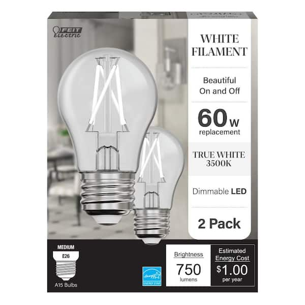 Feit Electric 60 Watt Equivalent A15 Dimmable White Filament CEC