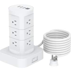 12 Widely Outlets with 4 USB Ports (1 USB C), 6 ft. Heavy Duty Extension Cord, Flat Multi Plug Outlet Extender