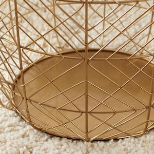 Round Gold Metal Wire Decorative Basket (Set of 3)