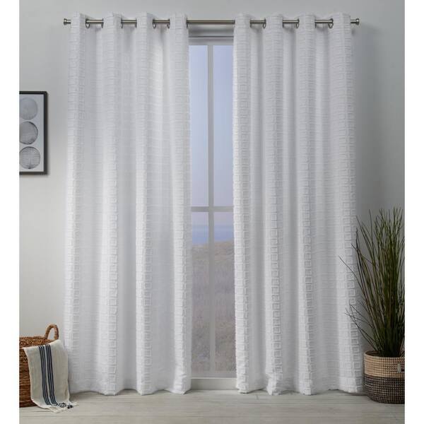 Exclusive Home Curtains Squared White Solid Light Filtering Grommet Top Curtain, 54 in. W x 108 in. L (Set of 2)