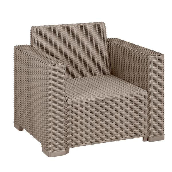 In zoomen halfgeleider catalogus Keter California Cappuccino Plastic Wicker Outdoor Lounge Chair with Sand  Cushions 233210 - The Home Depot