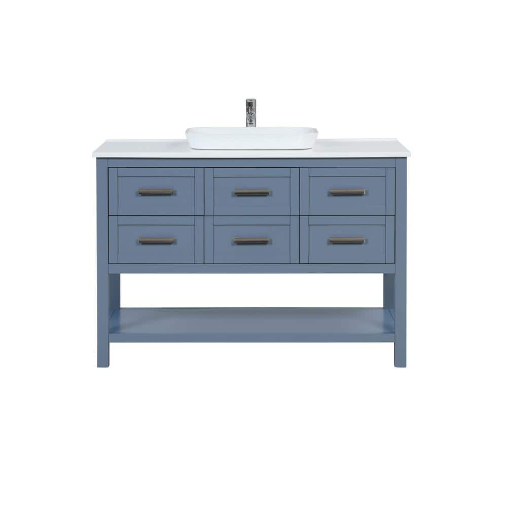 Home Decorators Collection James 49 in. W x 22 in. D x 35 in. H Single Sink Freestanding Bath Vanity in Steel Blue with White Cultured Marble Top -  TH1010