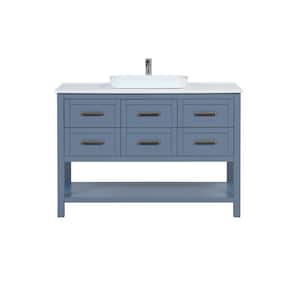 James 49 in. W x 22 in. D x 35 in. H Single Sink Freestanding Bath Vanity in Steel Blue with White Cultured Marble Top