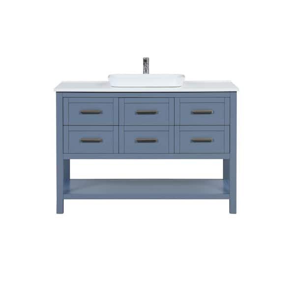 Home Decorators Collection James 49 in. W x 22 in. D x 35 in. H Single Sink Freestanding Bath Vanity in Steel Blue with White Cultured Marble Top