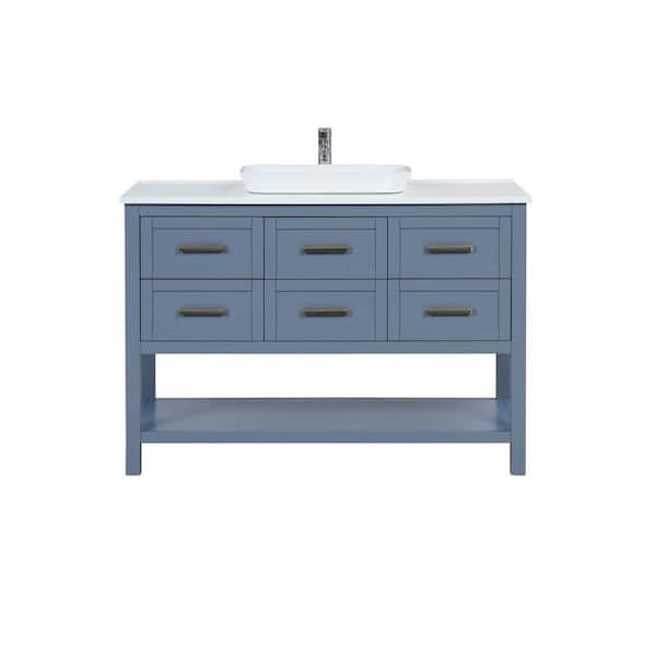 Home Decorators Collection James 49 in. Single Freestanding Steel Blue Bath Vanity withWhite Cultured Marble Top (Assembled)