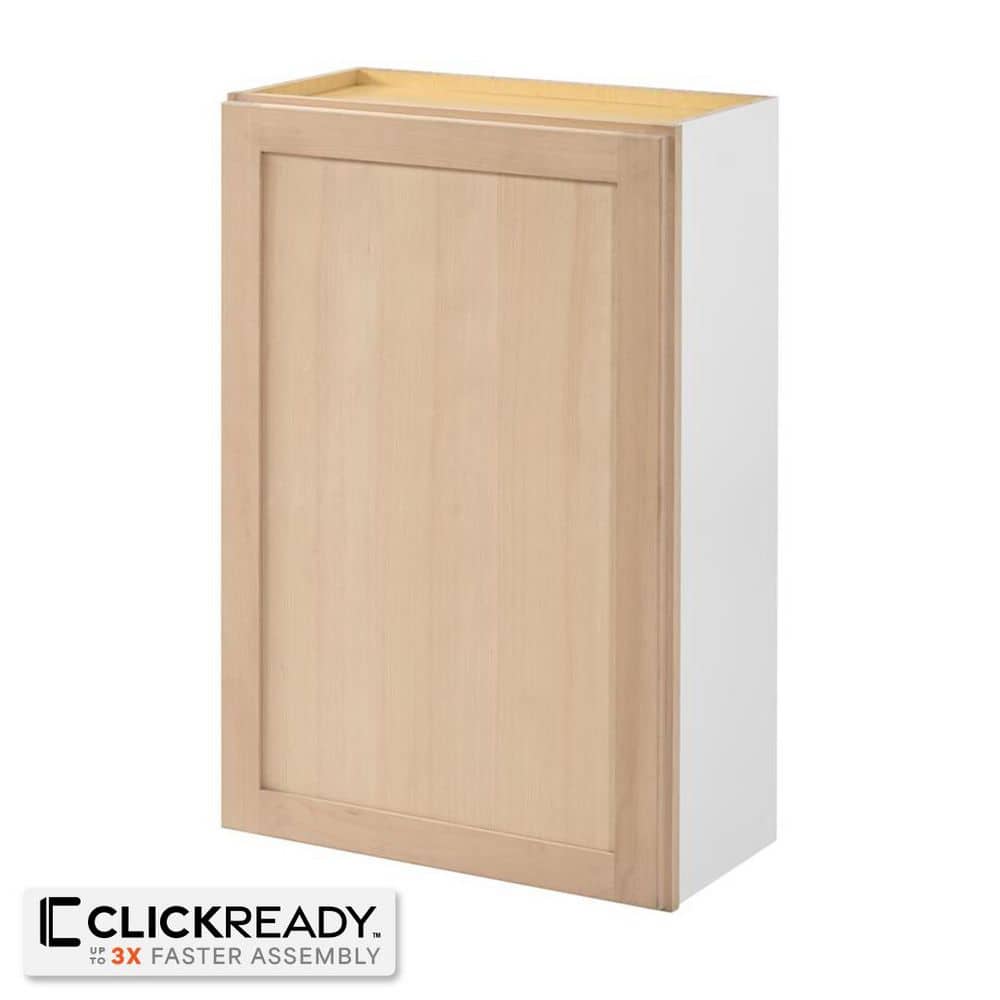 Hampton Bay 24 in. W x 12 in. D x 36 in. H Ready to Assemble Wall Kitchen  Cabinet in Unfinished with CLICKREADY Technology W2436 - The Home Depot, image size:1000x1000