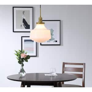 Timeless Home Liam 1-Light Brass Pendant with Frosted Glass Shade