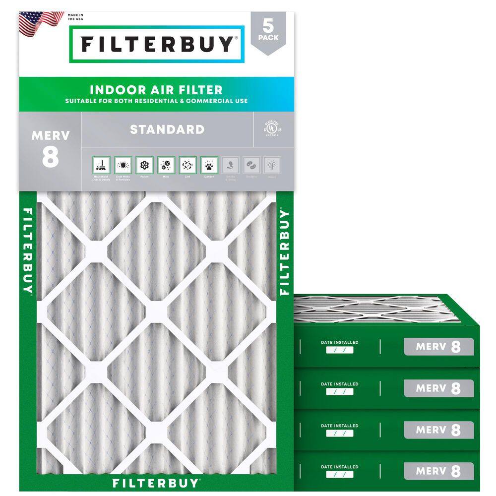 10 in. x 25 in. x 2 in. MERV 8 (FPR 5) Dust Defense Pleated HVAC AC Furnace Air Filters Replacement (5-Pack) price history on PriceWatchPro