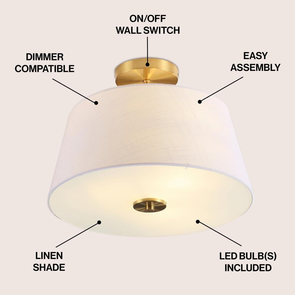 Isabella 15" Gold Brass LED Flush Mount Ceiling Light