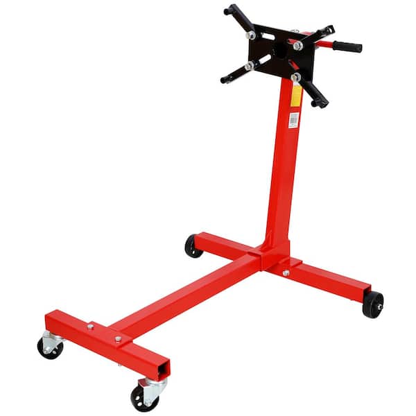 Tidoin Red Steel Folding Vehicle Engine Block Stand with Rotating Head and 1000 lb. Weight Capacity