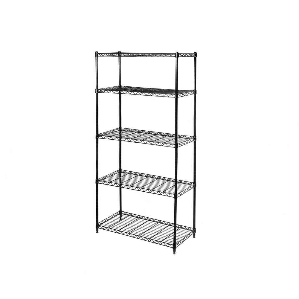 Seville Classics Black 5-Tier Steel Wire Garage Storage Shelving Unit ...