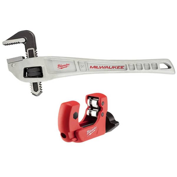 Milwaukee 14 in. Aluminum Offset Pipe Wrench with 1 in. Mini Copper Tubing Cutter (2-PC)