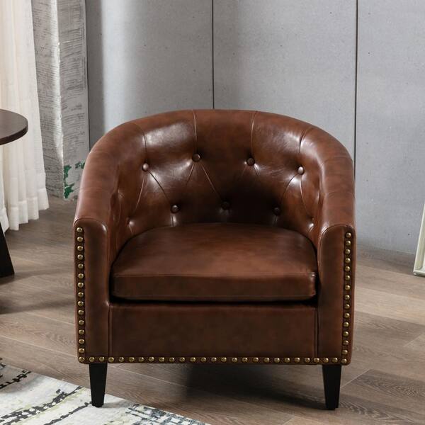 dark brown barrel chair