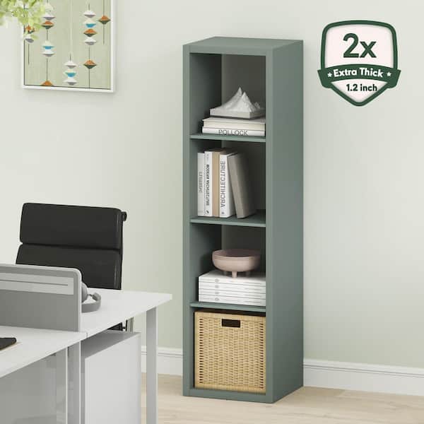 Cubicle 57.95 in. Tall Sage Green Wood 4-Shelf Bookcase