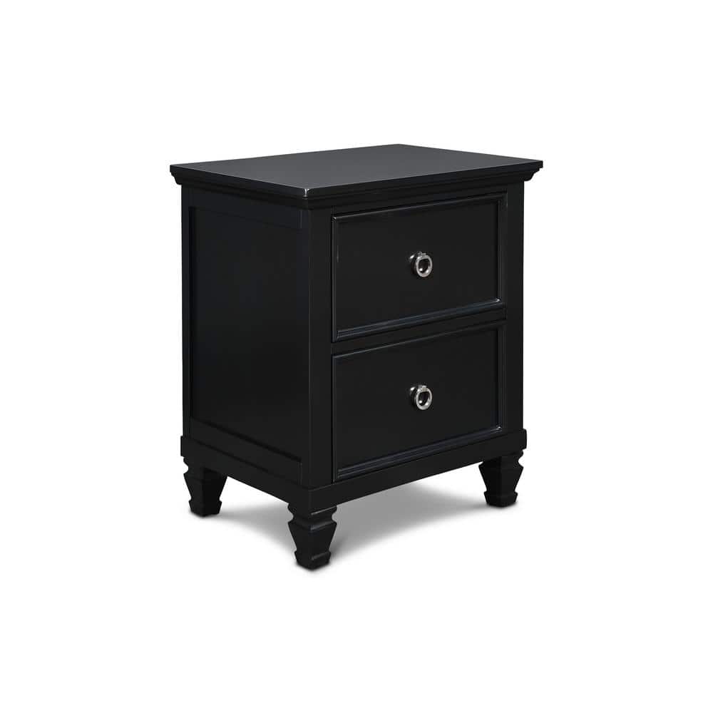 Tamarack Black Solid Wood 2-Drawer Nightstand
