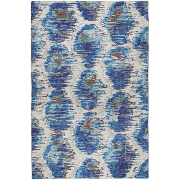 Dream Shag Premium Machine Washable Abstract ADS767 Blue 9 ft. x 12 ft. Area Rug