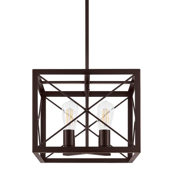 Home Decorators Collection Harwood 60-Watt 4-Light Royal Bronze Pendant with Cage Shade