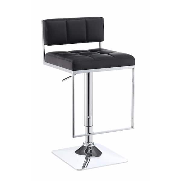Benjara Adjustable Black and Silver Metal Bar Stool