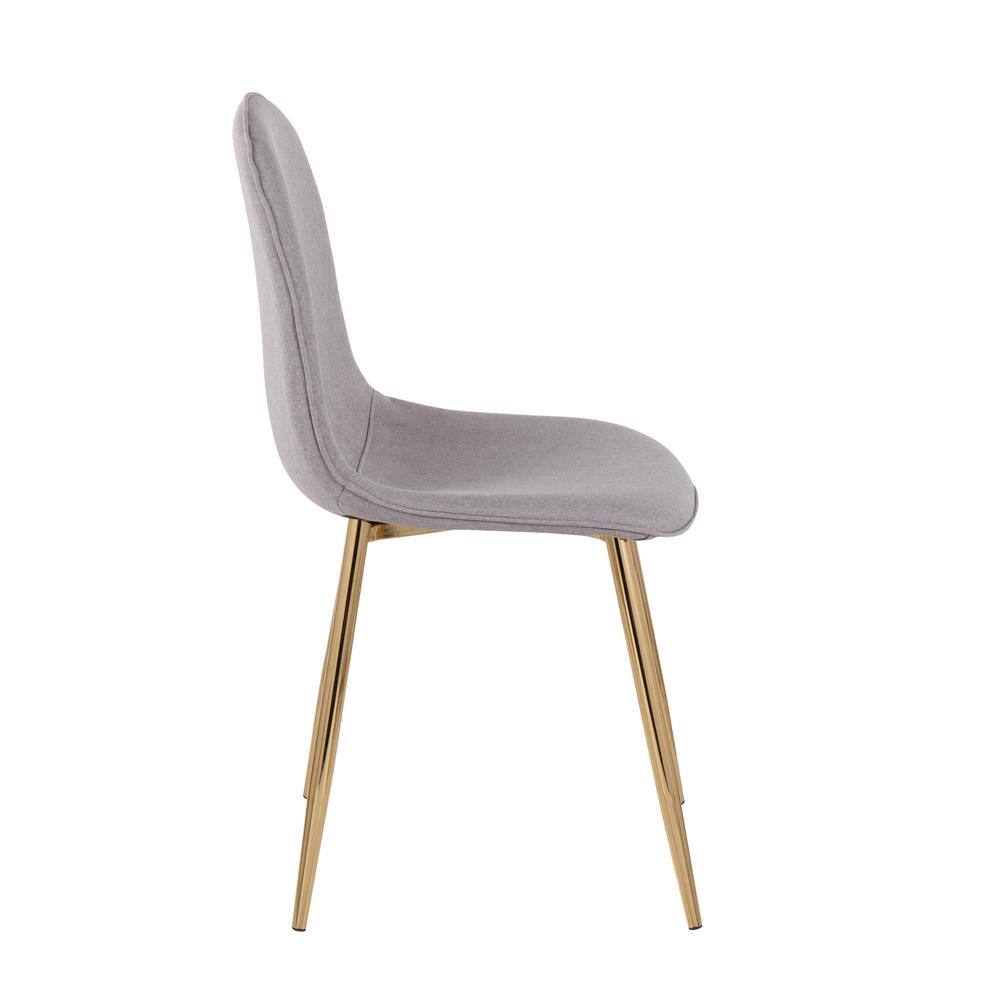 Set of 2 Light Grey Upholstered Side Chairs with Gold Steel Legs