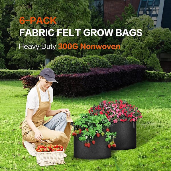 Grow Bags Tall, 7 US Gallon 8 Pack Fabric Deep Grow Pots Deep with Handles  for Vegetables, Heavy Duty Thickened Nonwoven Aeration Fabric 280G Black 7