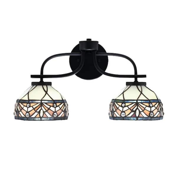 Unbranded Olympia 18.25 in. 2-Light Matte Black Vanity Light