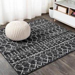 Moroccan HYPE Boho Vintage Diamond Black/Ivory 6 ft. Square Area Rug